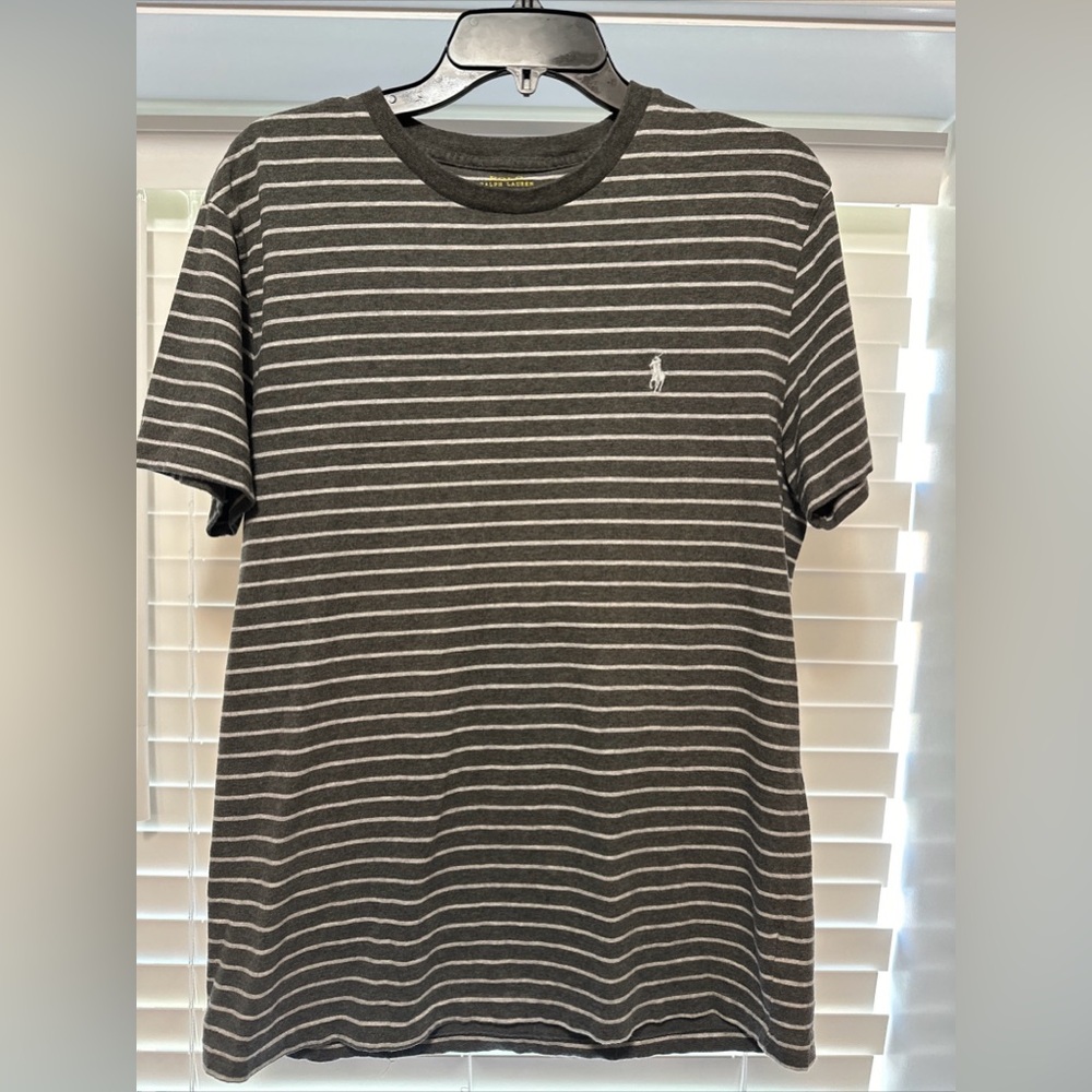 Men’s Ralph Lauren Tshirt Size Medium Color Smoke Grey/grey Stripes